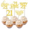 Rsstarxi 30 Pack 21st Birthday Cupcake Toppers Gold Glitter Twenty One Legal Cupcake Picks Cheers to 21 Years Old Cake Decorations for 21st Birthday Anniversary Party Supplies view 1