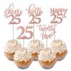 Rsstarxi 30 Pack 25th Birthday Cupcake Toppers Rose Gold Glitter Twenty Five Legal Cupcake Picks Cheers to 25 Years Old Cake Decorations for 25th Birthday Anniversary Party Supplies view 1
