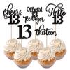 Rsstarxi 30 Pack 13th Birthday Cupcake Toppers Black Glitter Hello 13 Cupcake Picks Official Teenager Cheers to 13 Years Old Cake Decorations for 13th Birthday Anniversary Party Supplies view 1