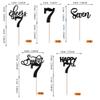 Rsstarxi 30 Pack 7th Birthday Cupcake Toppers Black Glitter Seven Happy 7 Cupcake Picks Cheers to 7 Years Old Cake Decorations for 7th Birthday Party Supplies view 2