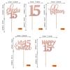 Rsstarxi 30 Pack 15th Birthday Cupcake Toppers Rose Gold Glitter Fifteen Cupcake Picks Cheers to 15 Years Old Mis Quince 15 Cake Decorations for 15th Birthday Anniversary Party view 2
