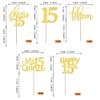 Rsstarxi 30 Pack 15th Birthday Cupcake Toppers Gold Glitter Fifteen Cupcake Picks Cheers to 15 Years Old Mis Quince 15 Cake Decorations for 15th Birthday Anniversary Party view 2