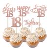 Rsstarxi 30 Pack 18th Birthday Cupcake Toppers Rose Gold Glitter Eighteen Happy Cupcake Picks Sweet 18 Cheers to 18 Cake Decorations for 18th Birthday Anniversary Party Supplies view 1