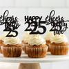 Rsstarxi 30 Pack 25th Birthday Cupcake Toppers Black Glitter Twenty Five Legal Cupcake Picks Cheers to 25 Years Old Cake Decorations for 25th Birthday Anniversary Party Supplies view 3
