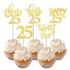 Rsstarxi 30 Pack 25th Birthday Cupcake Toppers Gold Glitter Twenty Five Legal Picks - Cheers to 25 Years Old Cake Decorations for Birthday Anniversary Party Supplies view 1