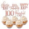 Rsstarxi 30 Pack Happy 100th Birthday Cupcake Toppers Rose Gold Glitter One Hundred Cheers to 100 Years Old Cupcake Picks for 100th Birthday Anniversary Party Cake Decorations view 1