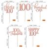 Rsstarxi 30 Pack Happy 100th Birthday Cupcake Toppers Rose Gold Glitter One Hundred Cheers to 100 Years Old Cupcake Picks for 100th Birthday Anniversary Party Cake Decorations view 2