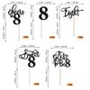 Rsstarxi 30 Pack 8th Birthday Cupcake Toppers Black Glitter Eight Hello 8 Cupcake Picks Cheers to 8 Years Old Cake Decorations for 8th Birthday Party Supplies view 2