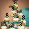 Rsstarxi 30 Pack 8th Birthday Cupcake Toppers Black Glitter Eight Hello 8 Cupcake Picks Cheers to 8 Years Old Cake Decorations for 8th Birthday Party Supplies view 4