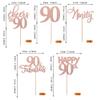 Rsstarxi30 Pack Happy 90th Birthday Cupcake Toppers Rose Gold Glitter Ninety Cheers to 90 Years Old Cupcake Picks for Anniversary Party Cake Decorations view 2