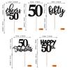 Rsstarxi 30 Pack Happy 50th Birthday Cupcake Toppers Black Glitter Fifty Cheers to 50 Years Old Cupcake Picks for 50th Birthday Anniversary Party Cake Decorations Supplies view 2