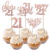 Rsstarxi 30 Pack 21st Birthday Cupcake Toppers Rose Gold Glitter Twenty One Legal Cupcake Picks Cheers to 21 Years Old Cake Decorations for 21st Birthday Anniversary Party Supplies view 1