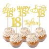 Rsstarxi 30 Pack 18th Birthday Cupcake Toppers Gold Glitter Eighteen Happy Sweet 18 Cheers to 18 Cake Decorations for 18th Birthday Anniversary Party Supplies view 1