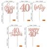 Rsstarxi 30 Pack Happy 40th Birthday Cupcake Toppers Rose Gold Glitter Forty Cheers to 40 Years Old Birthday Cupcake Picks for Anniversary Party Cake Decorations view 2