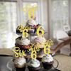 Rsstarxi 30 Pack 6th Birthday Cupcake Toppers Gold Glitter Six Hello 6 Cupcake Picks Cheers to 6 Years Old Cake Decorations for 6th Birthday Party Supplies view 4