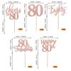 Rsstarxi 30 Pack Happy 80th Birthday Cupcake Toppers Rose Gold Glitter Eighty Cheers to 80 Years Old Cupcake Picks for Anniversary Party Cake Decorations view 2