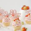 Rsstarxi 30 Pack Happy 80th Birthday Cupcake Toppers Rose Gold Glitter Eighty Cheers to 80 Years Old Cupcake Picks for Anniversary Party Cake Decorations view 3
