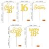 Rsstarxi 30 Pack Cupcake Toppers Gold Glitter Sixteen Happy Cupcake Picks Cheers to Sweet 16 Cake Decorations for 16th Birthday Anniversary Party Supplies view 2