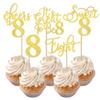 Rsstarxi 30 Pack 8th Birthday Cupcake Toppers Gold Glitter Eight Hello 8 Cupcake Picks Cheers to 8 Years Old Cake Decorations for 8th Birthday Party Supplies view 1