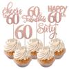 Rsstarxi 30 Pack Happy 60th Birthday Cupcake Toppers Rose Gold Glitter Sixty Cheers to 60 Years Old Birthday Cupcake Picks for 60th Birthday Anniversary Party Cake Decorations Supplies view 1