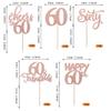 Rsstarxi 30 Pack Happy 60th Birthday Cupcake Toppers Rose Gold Glitter Sixty Cheers to 60 Years Old Birthday Cupcake Picks for 60th Birthday Anniversary Party Cake Decorations Supplies view 2