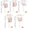 Rsstarxi 30 Pack 10th Birthday Cupcake Toppers Rose Gold Glitter Ten Double Hello 10 Cupcake Picks Cheers to 10 Years Old Cake Decorations for 10th Birthday Party Supplies view 2