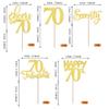 Rsstarxi 30 Pack Happy 70th Birthday Cupcake Toppers Gold Glitter Seventy Cheers to 70 Years Old Birthday Cupcake Picks for 70th Birthday Anniversary Party Cake Decorations Supplies view 2