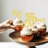 Rsstarxi 30 Pack Happy 70th Birthday Cupcake Toppers Gold Glitter Seventy Cheers to 70 Years Old Birthday Cupcake Picks for 70th Birthday Anniversary Party Cake Decorations Supplies view 3
