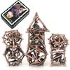 Metal DND Dice Set with Box 7pcs Hollow D&D Dice,Copper Polyhedral Dungeons and Dragons Dice Set Steampunk Polyhedral Dice Games Set for RPG,MTG,Pathfinder,D and D Dice Set (Dragon red Copper) view 1