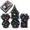 Metal DND Dice Set with Box 7pcs Hollow D&D Dice,Copper Polyhedral Dungeons and Dragons Dice Set Steampunk Polyhedral Dice Games Set for RPG,MTG,Pathfinder,D and D Dice Set (Black Dazzle) view 1