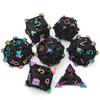 Metal DND Dice Set with Box 7pcs Hollow D&D Dice,Copper Polyhedral Dungeons and Dragons Dice Set Steampunk Polyhedral Dice Games Set for RPG,MTG,Pathfinder,D and D Dice Set (Black Dazzle) view 2