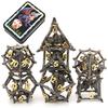 Metal DND Dice Set with Box 7pcs Hollow D&D Dice,Copper Polyhedral Dungeons and Dragons Dice Set Steampunk Polyhedral Dice Games Set for RPG,MTG,Pathfinder,D and D Dice Set (Dragon Black Gold) view 1