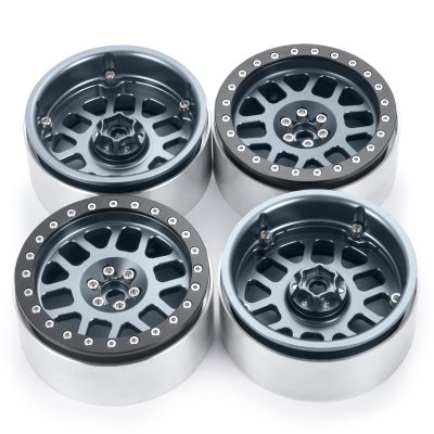CNC Aluminum 2.6inches Beadlocks Wheel Rims Hubs for Black Mamba 1/10 Axial RBX10 RC Monster Truck (Titanium Black)