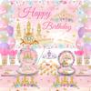 Princess Birthday Party Supplies, Includes Backdrop Banner, Plate, Napkins, Cake Toppers, Crown, Wands, Tablecloth, Balloons, for Girls Princess Baby Shower Decorations Serve 20 Guests (Style B) view 1