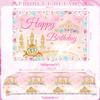 Princess Birthday Party Supplies, Includes Backdrop Banner, Plate, Napkins, Cake Toppers, Crown, Wands, Tablecloth, Balloons, for Girls Princess Baby Shower Decorations Serve 20 Guests (Style B) view 3