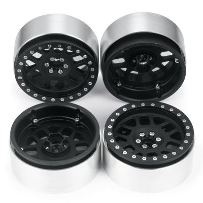 CNC Aluminum 2.6inches Beadlocks Wheel Rims Hubs for Black Mamba 1/10 Axial RBX10 RC Monster Truck (Matte Black)