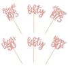 30 Pack 50th Birthday Cupcake Toppers Glitter Straight Outta 1975 Happy 50th Fifty Awesome Since 1975 Cupcake Picks 50 Fabulous Cake Decorations for Birthday Wedding Anniversary Party Rose Gold view 3