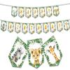 Jungle Theme Safari Animal Banner for Baby Shower Outdoor Party Yard Sign - Happy Birthday Boy Party Supplies and Decorations view 1