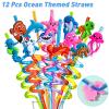 Golray 112pcs Under the Sea Party Favors Ocean Animal Creature Bulk Toy Gift Summer Birthday Supplies for Kids Boy Girl Straw Bubble Wand Tattoo Sticker Goodie Bag Filler Stuffer view 4