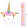 RFAPTDM 2Pcs Gold Unicorn Horn Headband 2Pcs Birthday Girl Sash Satin for Girl 1st Birthday Party Decoration Gold Ears Flower Headdress Hair Hoop view 3
