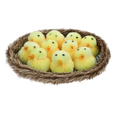 Amosfun 1set Easter Plush Chicken Toys Stuffed Chickens and Nest for Home Decoration Warm Atmosphere Creative Coop Design for Holiday Parties and Boys and Girls Playtime