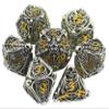 Metal DND Dice Set Skull Dungeons and Dragon Dice Set Hollow Polyhedral Magic 7 PCS Dice Set with Gift Metal Box for Dungeons and Dragons Table Games Play Cards MTG(Skull_Ancient Silver and Gold) view 1