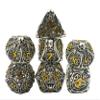 Metal DND Dice Set Skull Dungeons and Dragon Dice Set Hollow Polyhedral Magic 7 PCS Dice Set with Gift Metal Box for Dungeons and Dragons Table Games Play Cards MTG(Skull_Ancient Silver and Gold) view 2