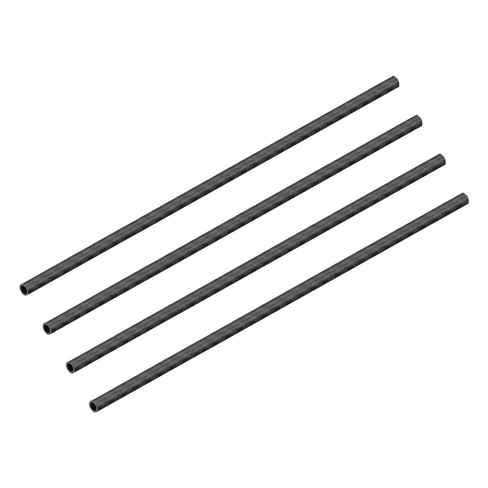 DMiotech 4 Pack 6mmx4mmx350mm Carbon Fiber Round Tubes, 3K Roll Wrapped Carbon Tube for RC Quadcopter, RC Airplane
