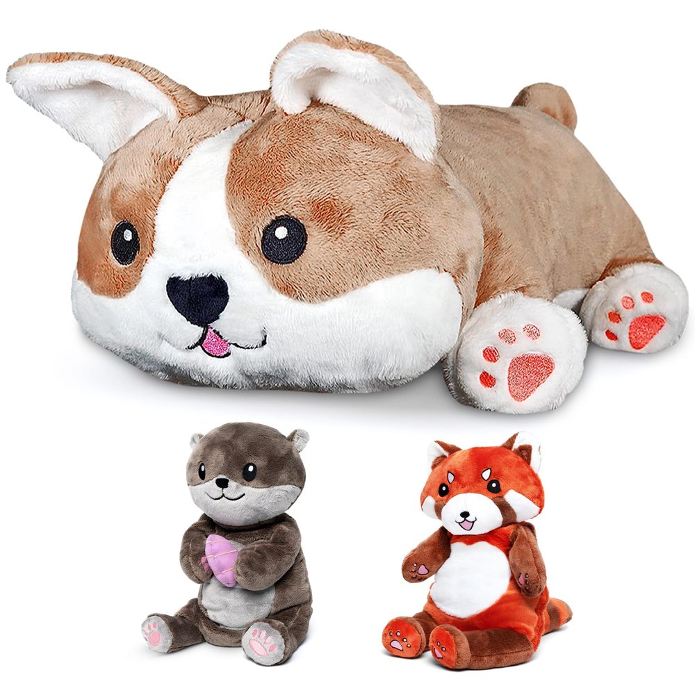 Funpanions Weighted Stuffed Animals 4LB Cute Plush for Adults, Teens & Kids - Large Corgi Dog, Machine Washable w/Removable Inner Weight