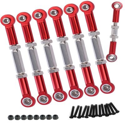 hopsupRC RC Aluminum Adjustable Turnbuckles Upgrades Part for 1/10 Slash/Rustler/Stampede/Hoss 2WD 4X4,Alloy Aluminum Adjustable Turnbuckles Camber Links Toe Link,#3644 3745 1935 7PCS Red