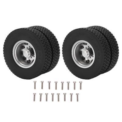 Alomejor Rear Tires, Aluminum Alloy Black 2pcs RC Rear Tires Remote Control Car Accessories for 1/14 Trailer Truck