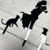 JIEEIN Wedding Cake Topper - Bride Hold Groom with Flowers Besides Pet Cat and Pet Dog Silhouette Cake Decoration view 2