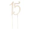 VALICLUD 15Th Birthday Cake Topper with Gold Rhinestones Alloy Decorative Number Pick for Anniversary Party Quinceanera Celebration 8.46X3.34In view 1