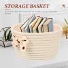 Cabilock Desktop Storage Basket Bow Design Cute Cotton Woven Organizer for Home Nursery and Closet for Storing Clothes Toys Snacks and Cosmetics Beige view 2
